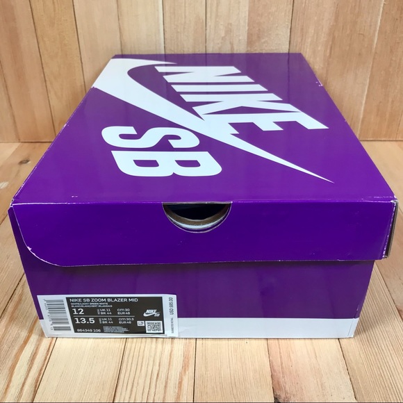 Nike SB Zoom Blazer Mid White Green Skate Shoes - Picture 5 of 5